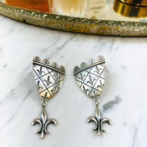 VTG Sterling Fleur-de-lis earing's designed Jacqueline Barnett